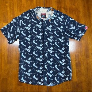 Rage Quit Skate Park Veteran Streetwear Short-Sleeve Button-Down Shirt Mens L